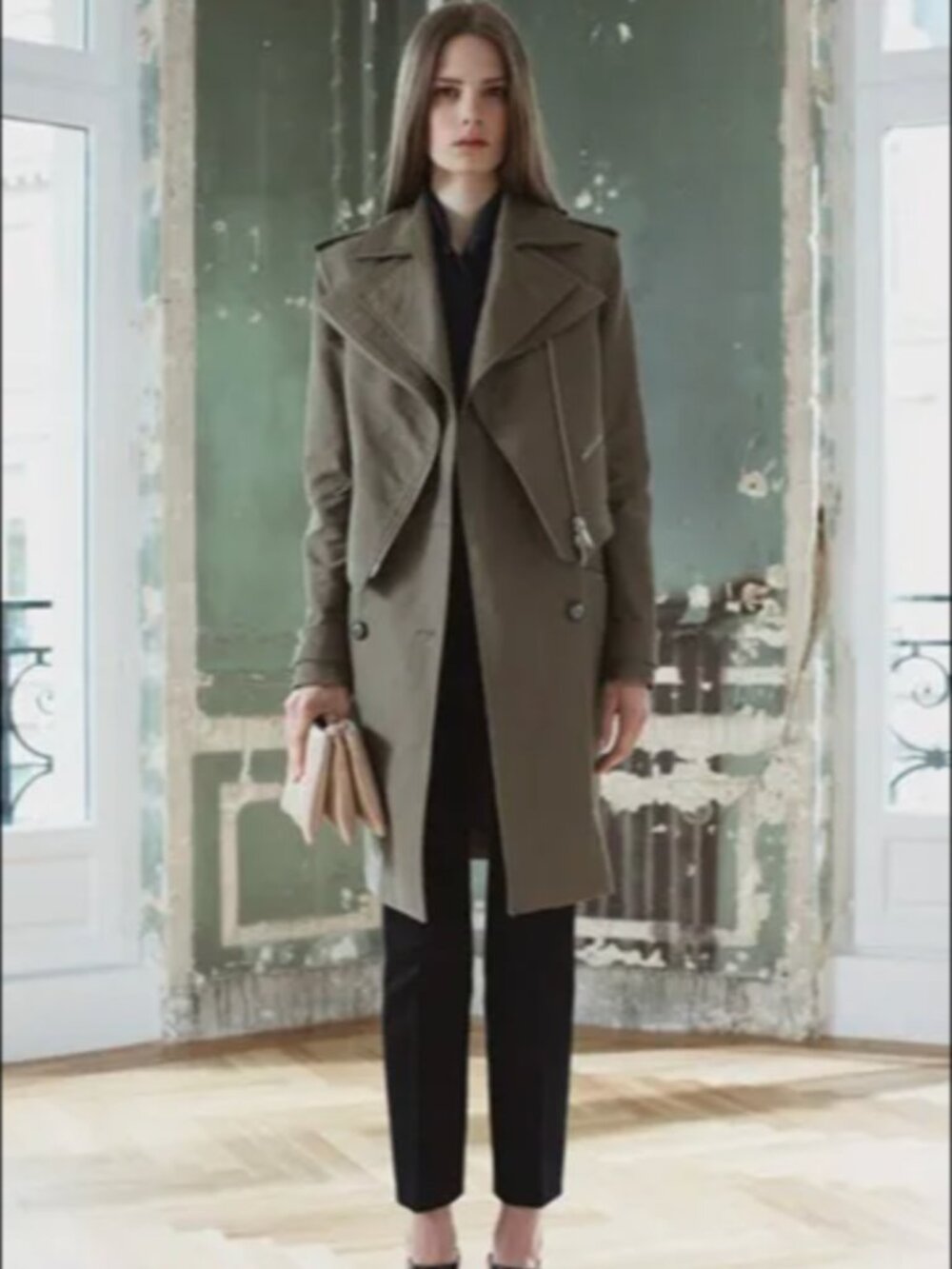 CÉLINE BY PHOEBE PHILO RESORT 2011 COLLECTION MOTORCYCLE TRENCH COAT 36 FR